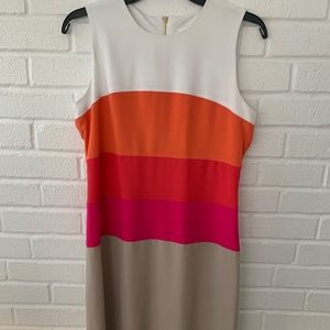 Calvin Klein Pink, Orange and Tan Dress